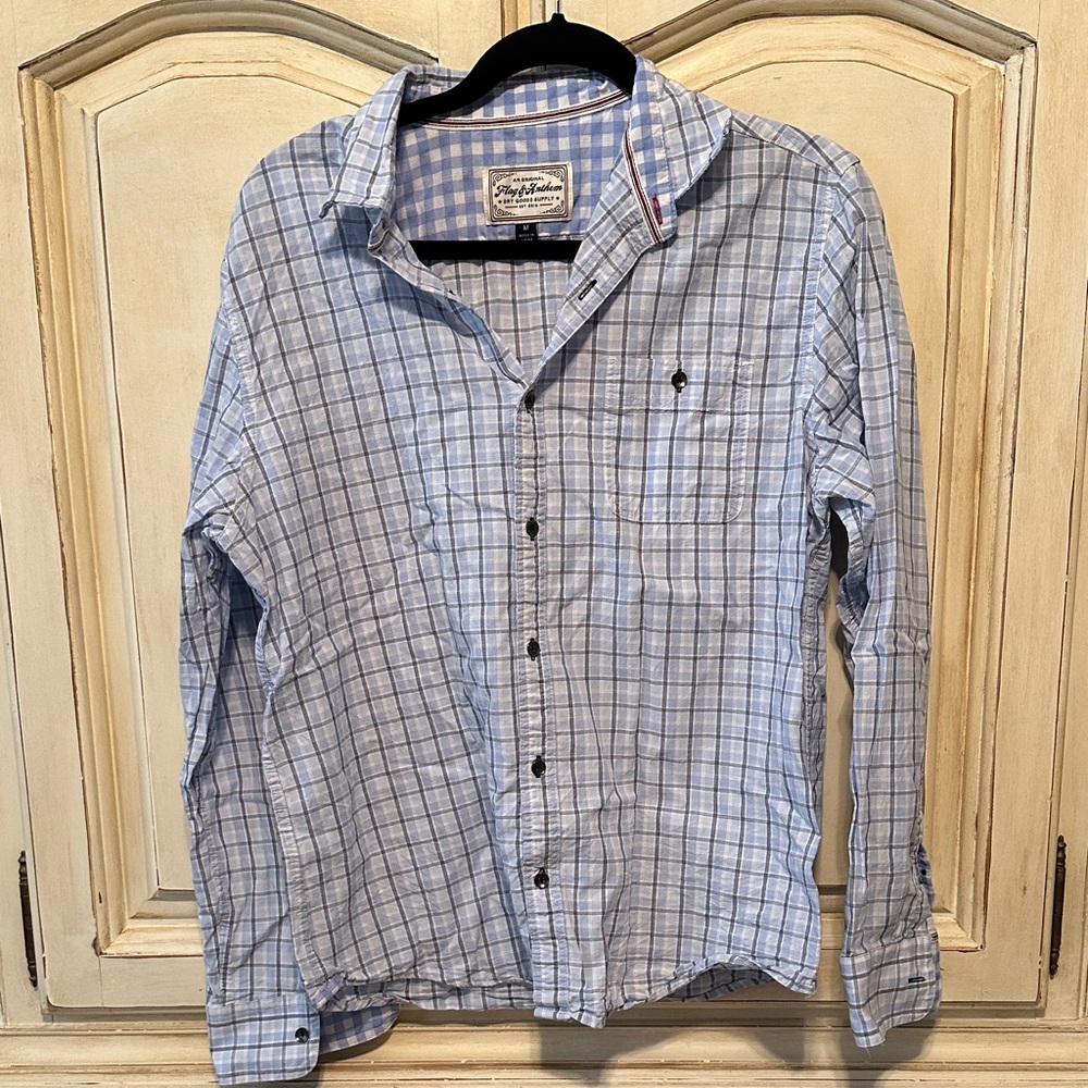 Classic Light Blue Plaid Men's Shirt